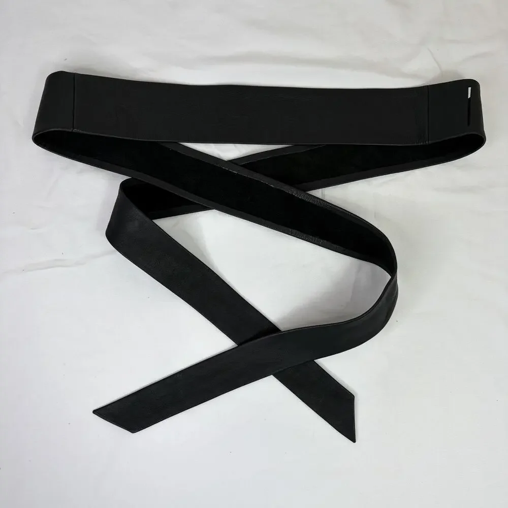 Zara Black Leather Wrap Waist Belt Size 90 cm/L, chic, minimalist, fashion, glam